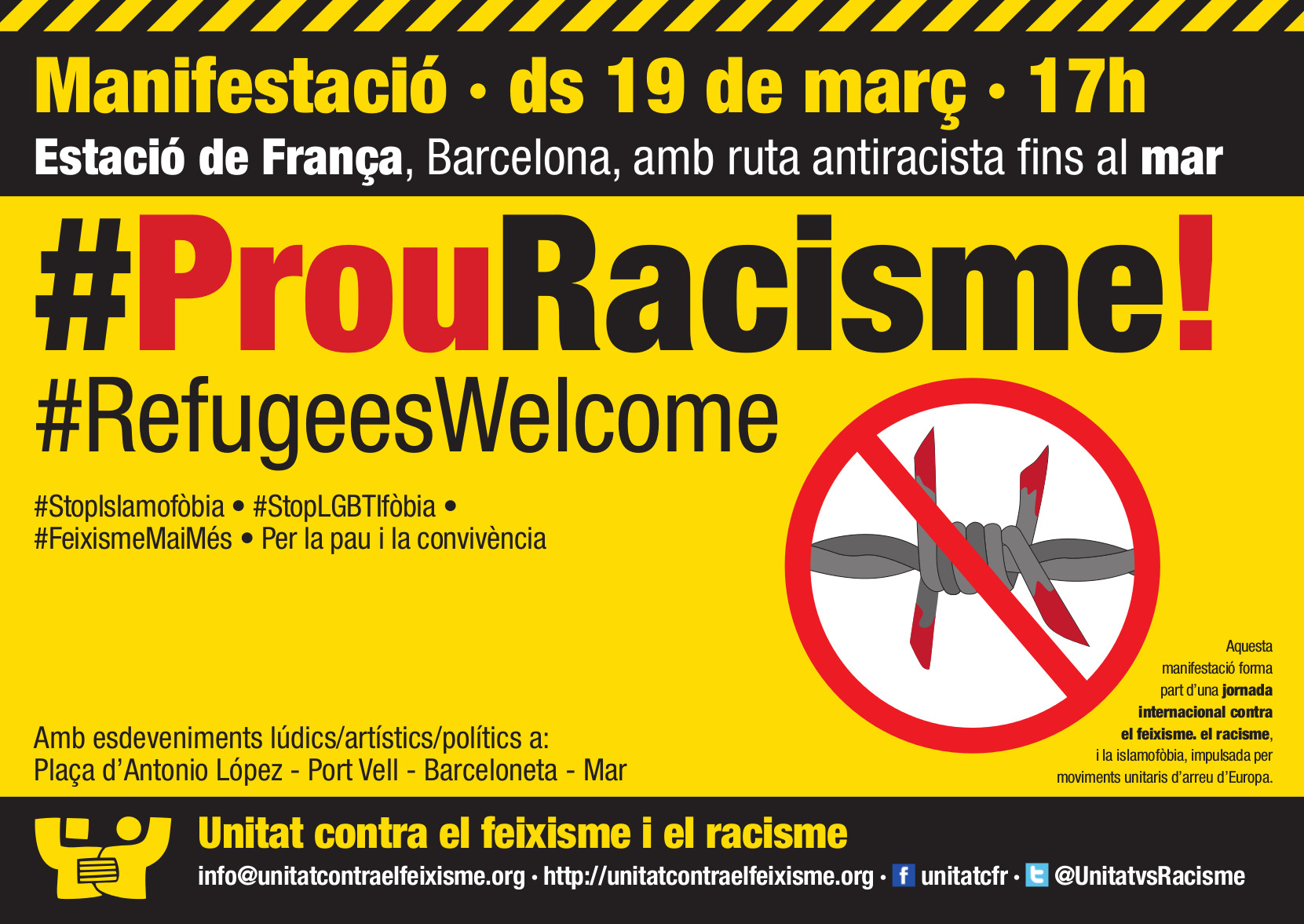 Convocatòria mani 19 març Prou Racisme!