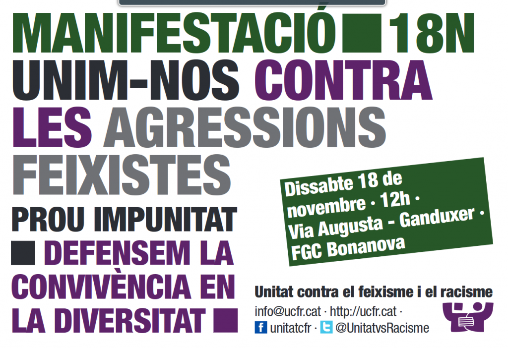 Manifestació contra el feixisme, dissabte 18 novembre