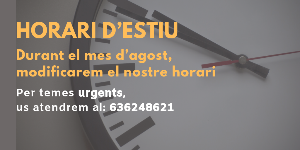Horari d’estiu Agost 19